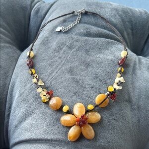 Rare Nakamol Genuine Stone Floral Beaded Necklace